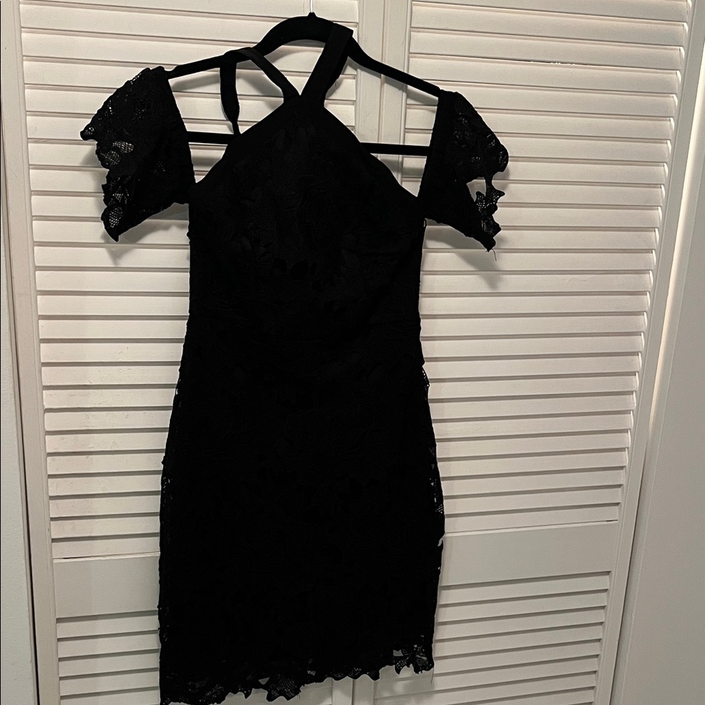 Lush Black Lace Mini Dress S